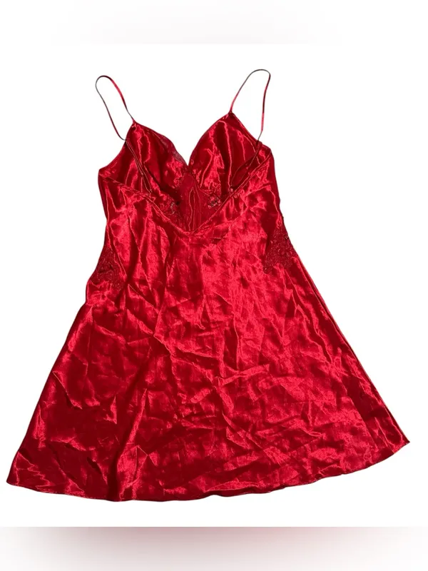 Victoria's Secret Gold Label vintage red satin slip dress size Medium - Image 4