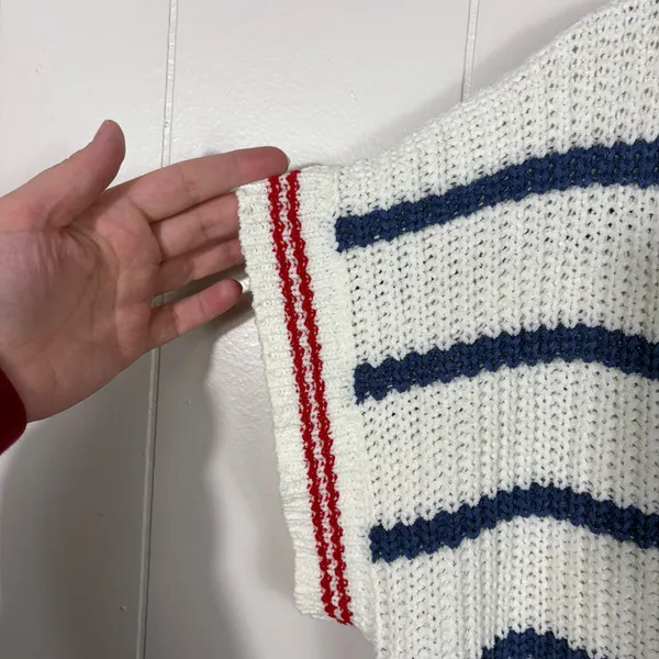 Simply Southern Red White Blue Short Sleeve V-Neck Chunky Knit Sweater Vest XL - Image 2