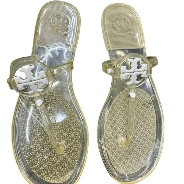 Tory Burch Transparent Yellow Jelly Sandals Women’s Size 8 Logo Thong EUC - Image 6