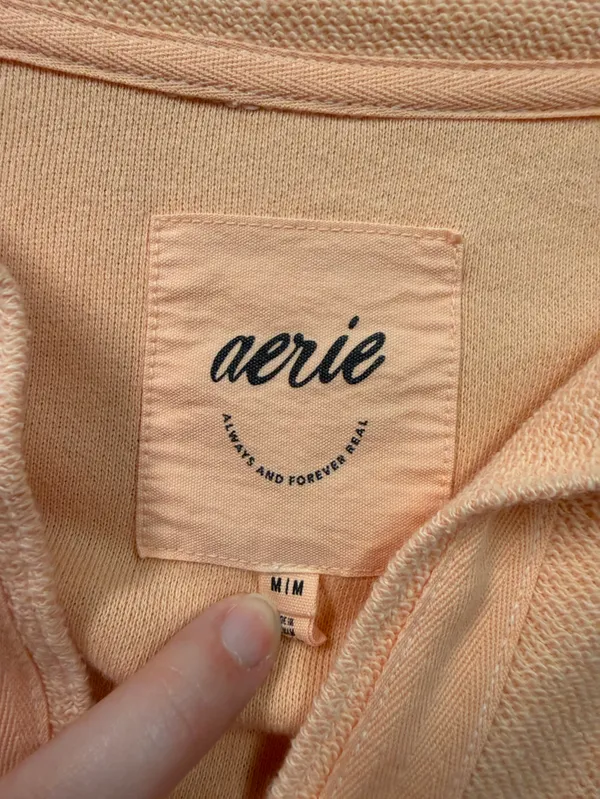 Aerie Starry Skies Open Neck Sweatshirt in Beach Peach Women’s Sz Medium Cotton - Image 5