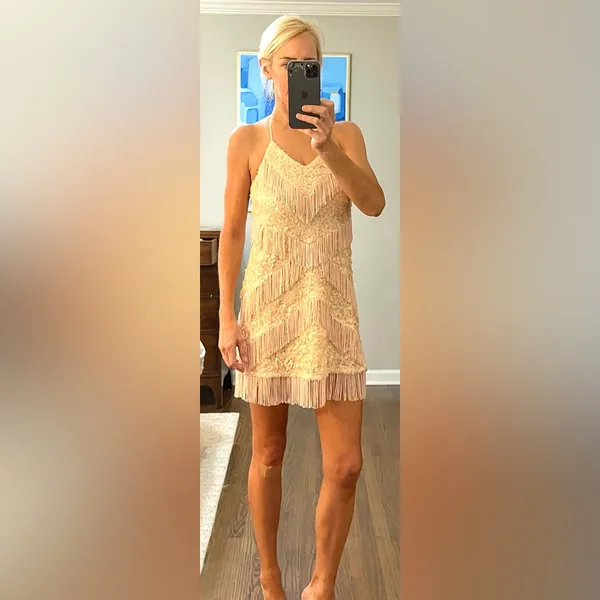 Gianni Bini Beige Sequin Dress - Image 6