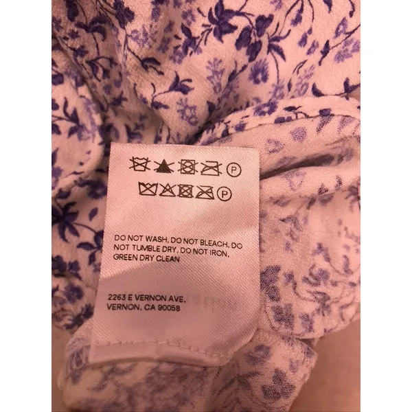 Reformation Blouse Women Small Blue Floral Tie Neck Long Sleeve Peasant Top - Image 7