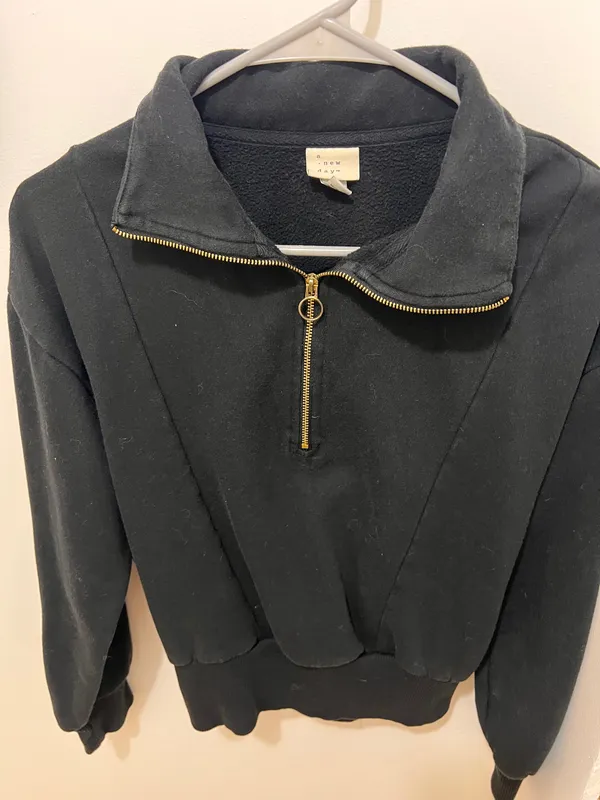 A New Day Black 1/4 Zip Cropped Pullover - Image 2