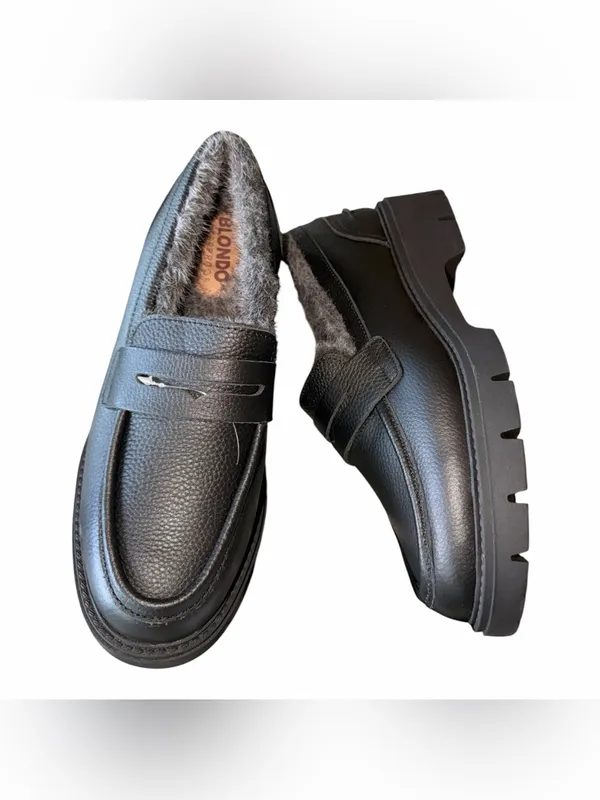 NEW $140 BLONDO Kimora Waterproof Platform Penny Loafer Black Leather SZ-8.5 - Image 8