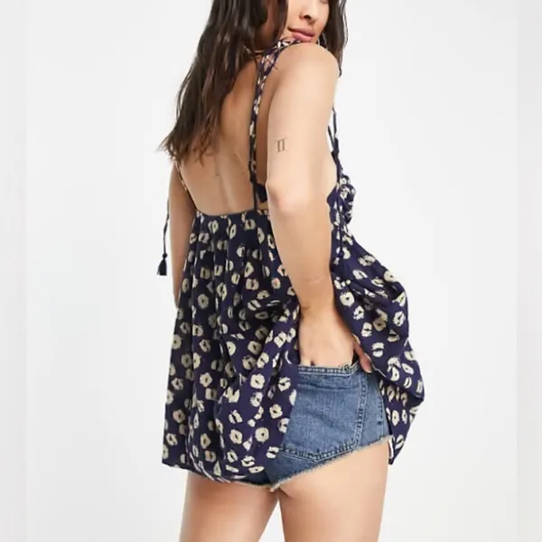 Free People Molly Cami Tunic Top - Size S -‎ Indigo - NWT - Image 3