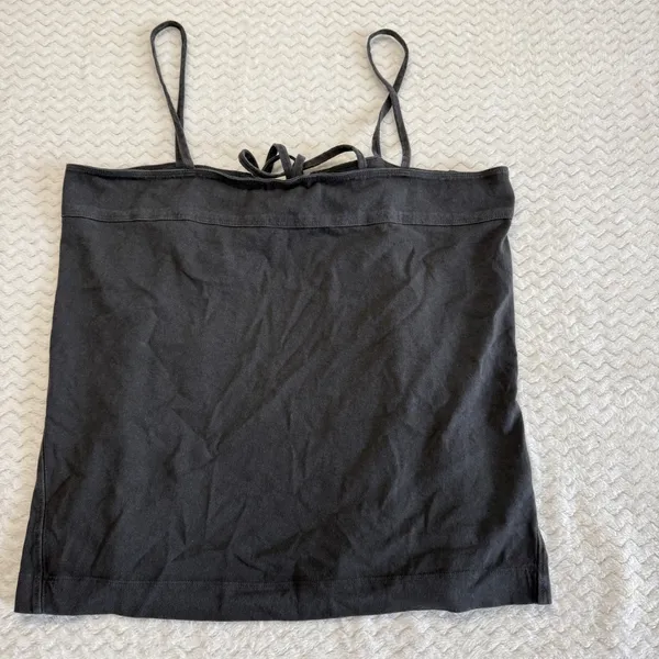 We The Free Free People Black Front Tie Spaghetti Strap Camisole Top Small - Image 3