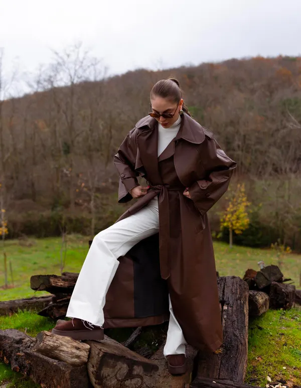 Women’s Brown Trench Coat - Image 4