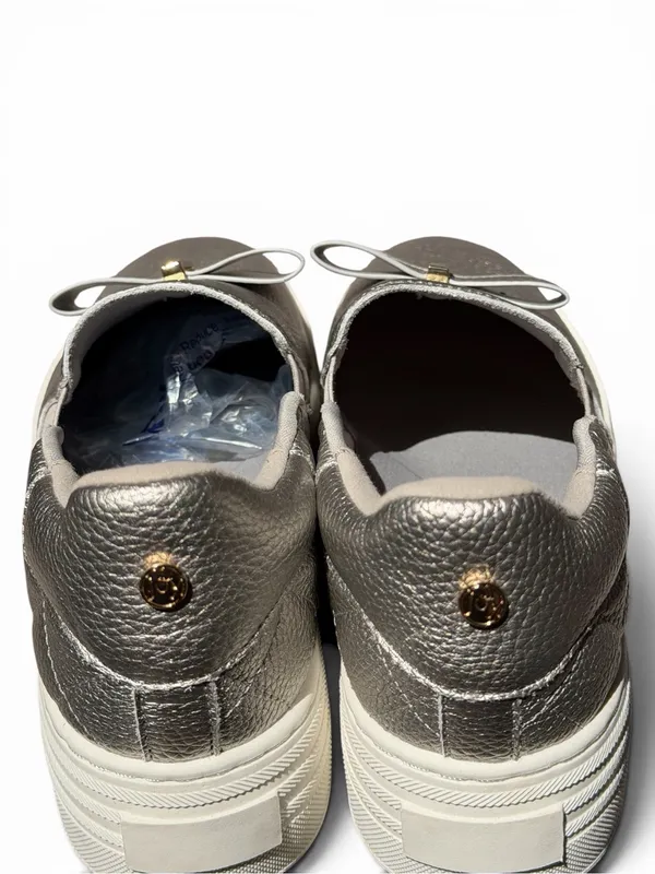 Joy Luxe Genuine Leather Bow Platform Sneakers Orthotic Slip On Pewter‎ 7.5W - Image 6