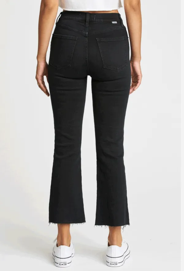 DAZE Shy Girl Black High-Waisted Distressed Cropped Flare Jeans - Image 2