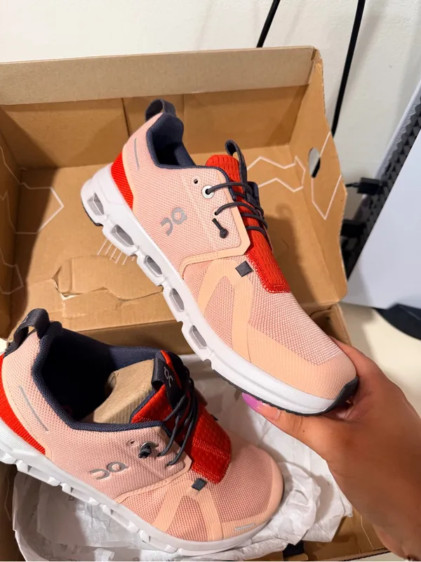 On Pink and Red Lightweight Athletic Sneakers - Image 10