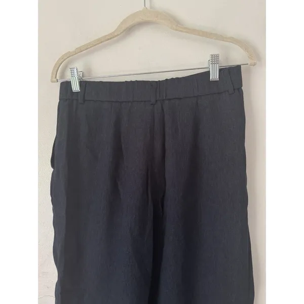 NWT OGL European Linen-Like Mid Rise Flared Pant Size Medium Pockets Denim Navy - Image 7