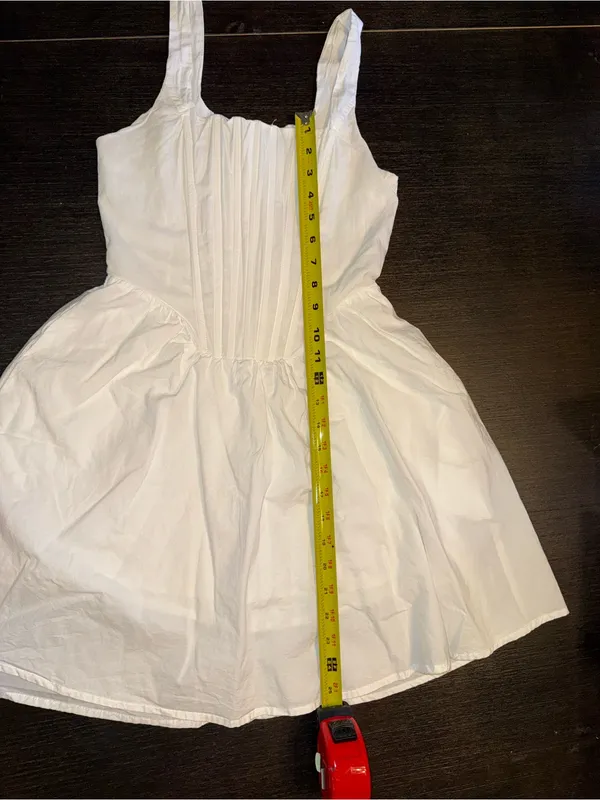 Papermoon Cotton Poplin Corset Mini Square Neck Pleated Pockets Cottagecore Dres - Image 6