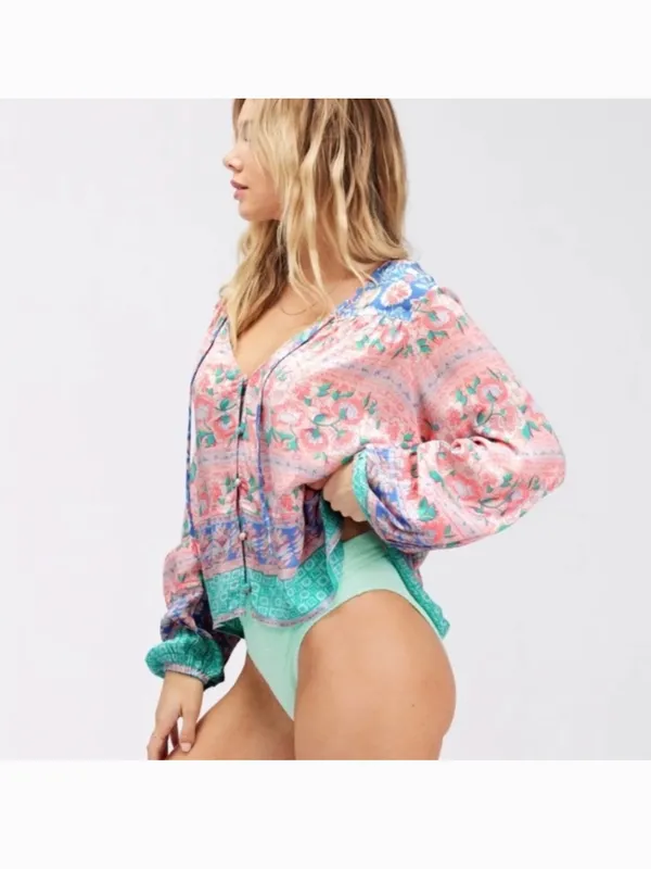 BILLABONG Bohemian Dream Long Sleeve Beach Blouse Top Cover up- NWT Size L/12 - Image 11