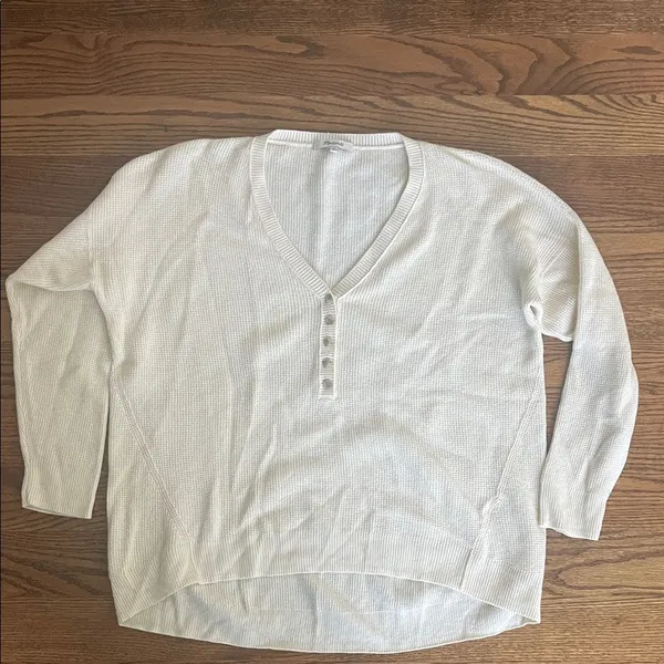 Madewell Asherton Waffle Knit Thin V-Neck Henley Sweater Size Small - Image 3