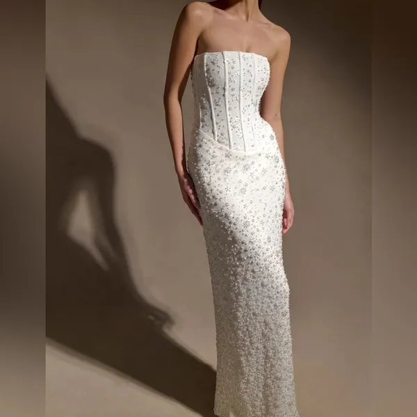 Meshki Gemma Strapless Embellished Maxi Dress - Ivory - Image 6