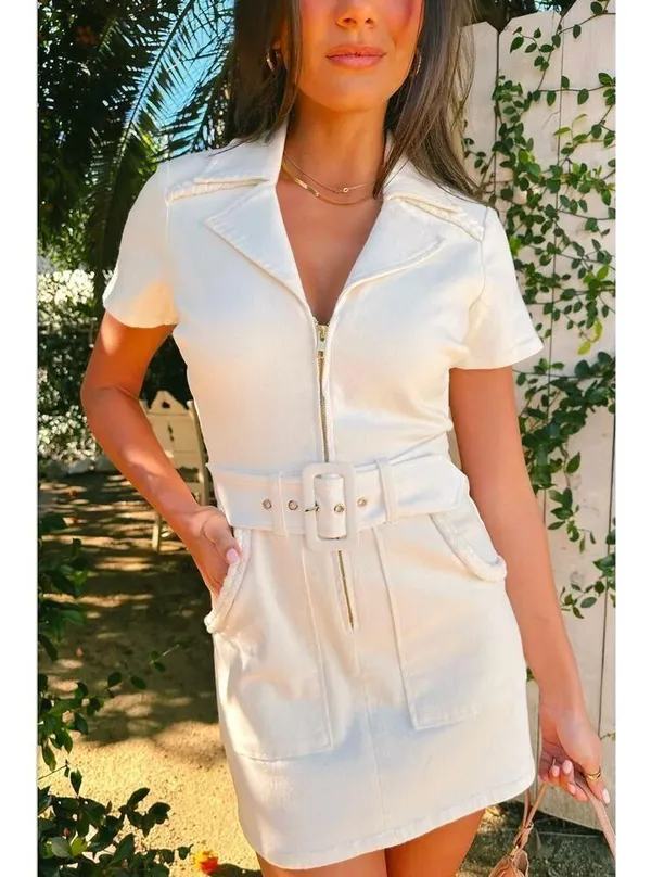 Show Me Your MuMu Outlaw Pearly White Denim Dress Pearly White NWT Retail $139 - Image 3