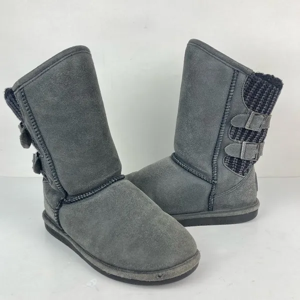 BEARPAW Boshie Suede and Washed Knit Boots - Image 2