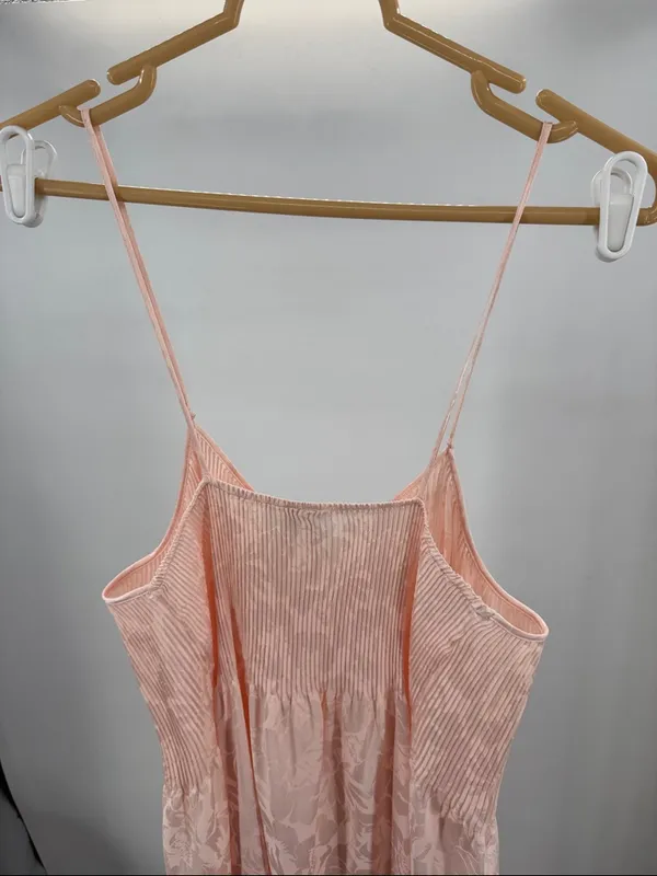 Neiman Marcus Mary McFadden light pink Ribbed Bodice Floral Slip Chemise nighty - Image 3