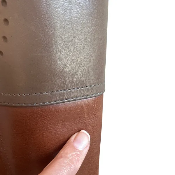 Tory Burch Daniela Cognac Leather Riding Boots Lug Sole Logo 10.5 - Image 10