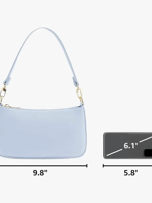 Boutique faux leather coquette pastel Light Blue Shoulder Bag Purse - Image 4