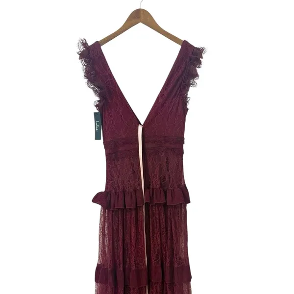 Lulus Marvelous Darling Burgundy Ruffled Tiered Maxi Dress size XS NWT - Image 6