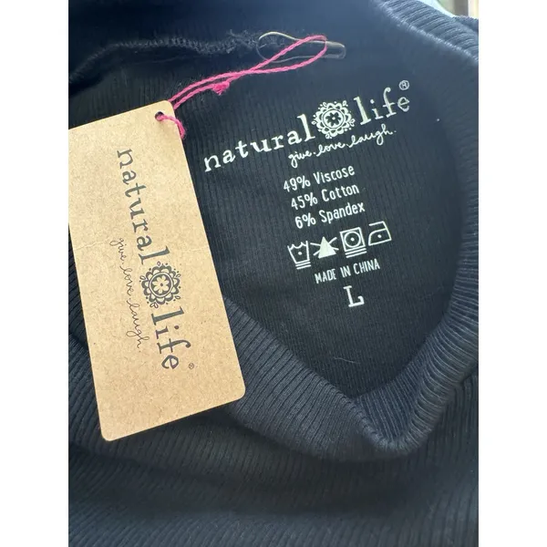 NWT Natural Life Black Mock Neck Ribbed Long Sleeve Top Size Large - Image 4