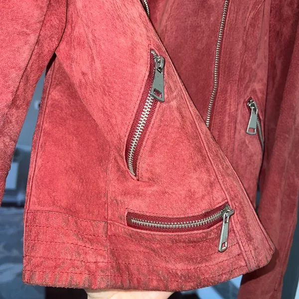Vero Moda Used Red suede leather jacket - Image 8