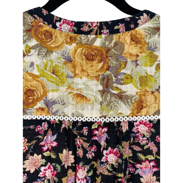 Anthropologie Sleeveless Ruffled Patchwork Floral Tiered Midi Dress Size Large - Image 10