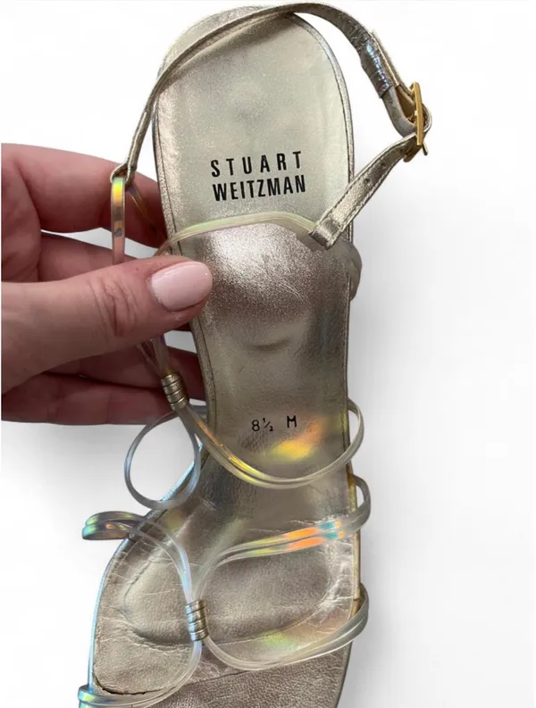 Stuart Weitzman ItGirl Gold Iridescent Heel  - Image 8