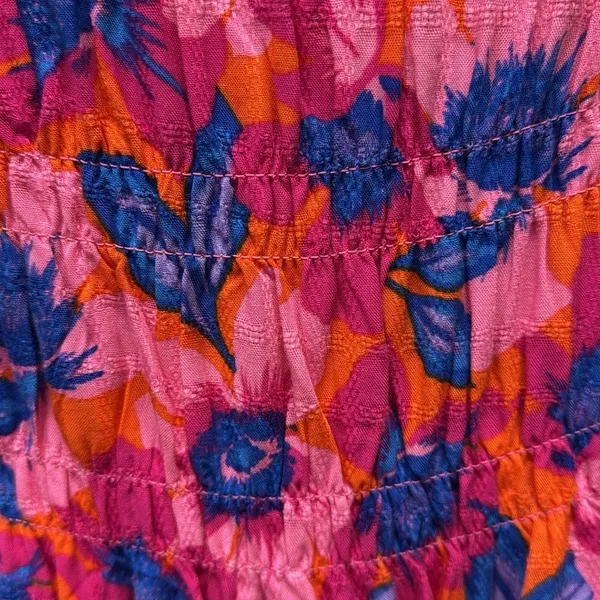Rose & Olive NWT Pink Floral Print Smocked Wide Ruffle Strap Top Size Small - Image 3