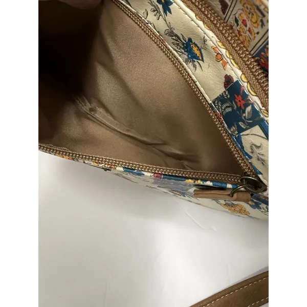 MultiSac Crossbody Bag Purse Floral Pockets Hippie Cottage Tan Boho Teacher Mom - Image 9
