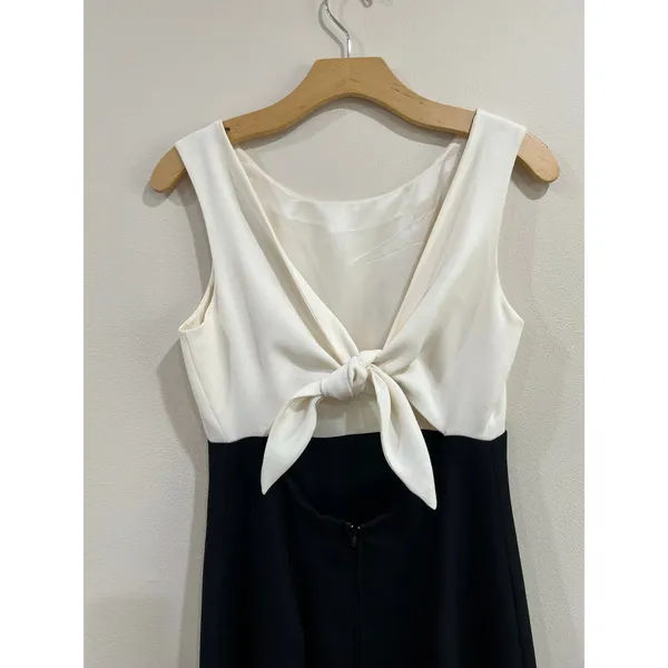Vintage‎ Maggy London Colorblock Maxi Dress Black White Sheath Sz 4 - Image 9
