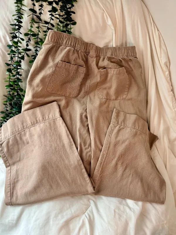 Sonoma Goods For Life Tan Khaki Utility Wide Leg Pants Size Small - Image 4