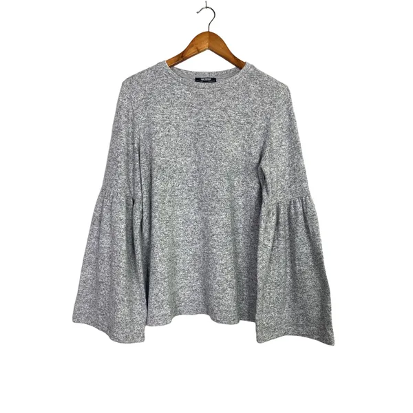 Zara Oversized Bell Longsleeve Soft Knit Pullover Sweater Crew Neck M Gray #4141 - Image 10