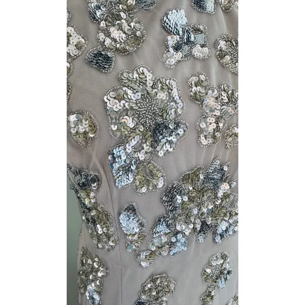 Adrianna Papell Sequin Floral High Neck Column Gown, Size 8, Marble/Mauve,‎ NWT - Image 12