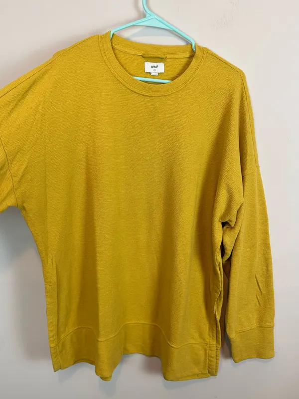 Aerie Oversized Crewneck Golden Mustard Yellow Tunic Sweater Size Large - Image 4