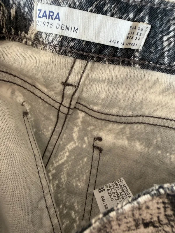 Zara Z1975 Denim Snake Print Mini Skirt Size XS - Image 6