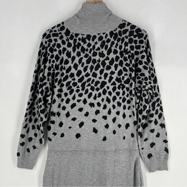 Lascana For Venus‎ Leopard Print Midi Sweater Dress Turtleneck Long Sleeve L - Image 9