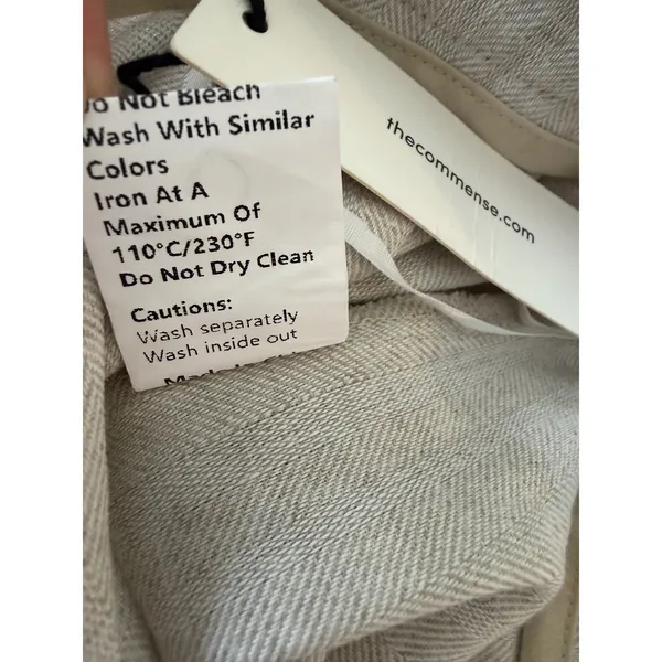Commense NWT Herringbone Wide Leg Pants Women Small Beige Linen Blend Pleated S - Image 9