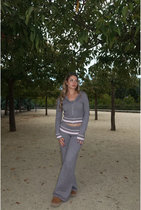 Edikted Kaliya Stripey Fold Over Knit Pants - Image 3