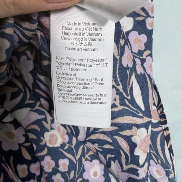 J Crew Dress Size-M Women Mini Dress Navy‎ Purple Smocked Waist Floral Fields - Image 8