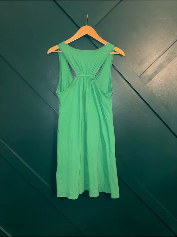Green Racerback Tank Dress Casual Flowy Summer Sleeveless Mini Relax Vacation - Image 3
