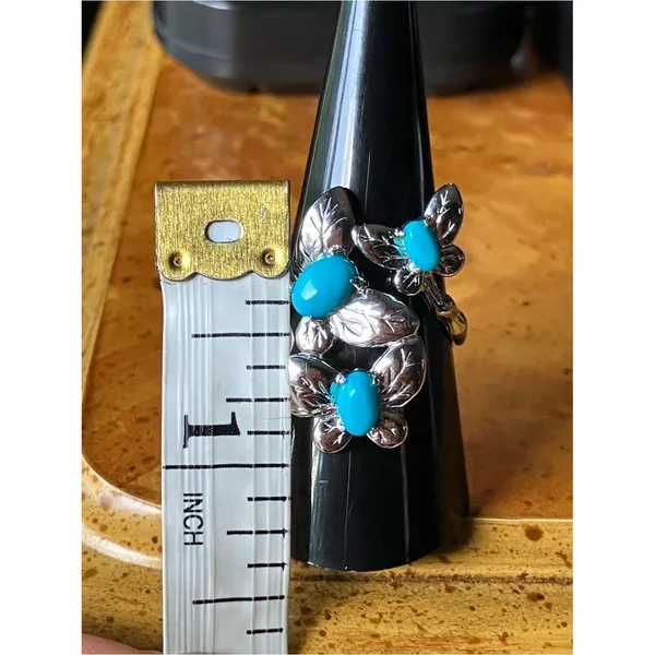 Genuine Sleeping Beauty Turquoise Butterfly Ring Size 9 - Image 6