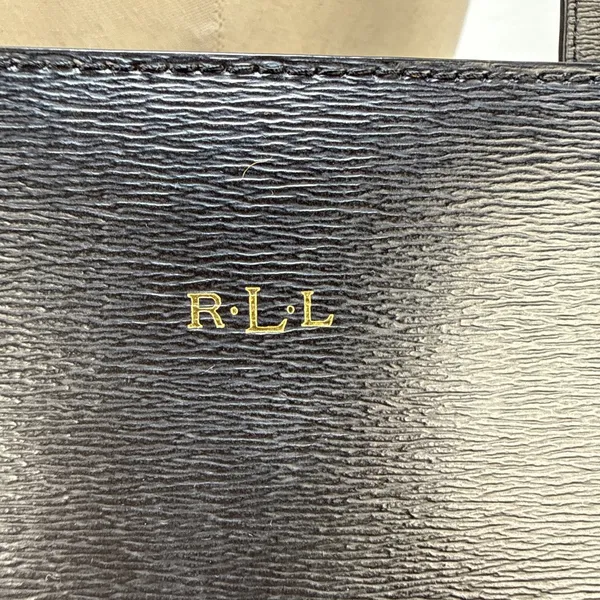 Ralph Lauren Newbury Modern Pocket Tote Shoulder Bag‎ Black Textured Leather - Image 3