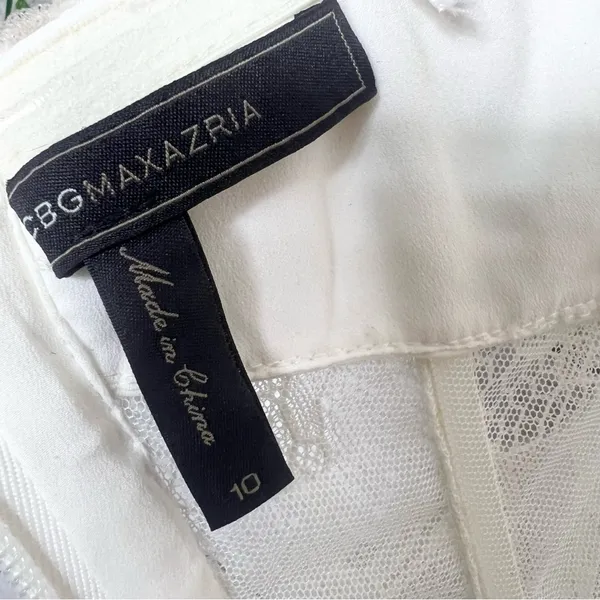BCBGMAXAZRIA Owen Feather-Trim Ruffled Strapless Dress Size Small Cream White - Image 14