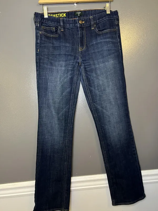 J Crew Matchstick Jeans Womens 29S Dark Wash Mid Rise Straight Stretch Denim - Image 2