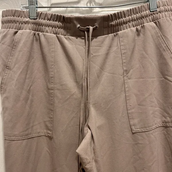 Nine West Womens Jogger Pants Large Taupe Tan Elastic Waist Drawstring Pockets - Image 3