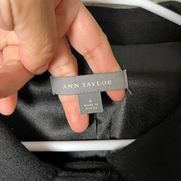 Ann Taylor Black Wool Cashmere Fur Trim Blazer Quiet Luxury‎ Classic Chic Size 8 - Image 7