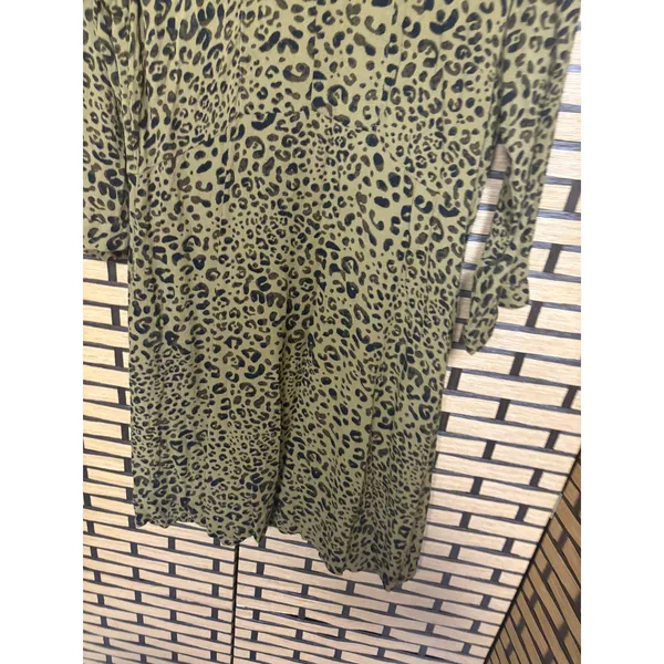 Garnet‎ Hill Olive Green And Black Animal Print Dress Size XS - Image 4