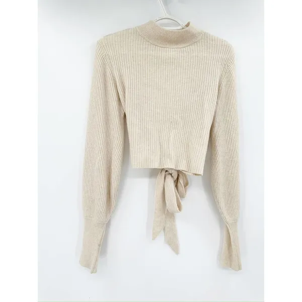 Reformation Osteria Open Back Sweater white Cashmere Size S - Image 3